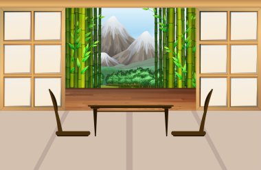 Japon tarzı oturma odasında