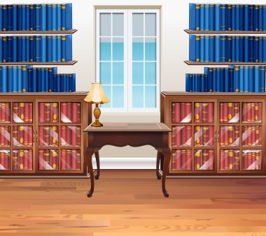 Kitap rafı ve tablo ile çalışma odası