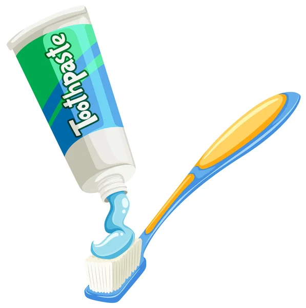 Dentifrice sur la brosse à dents — Image vectorielle