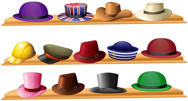 Différents types de chapeaux — Image vectorielle