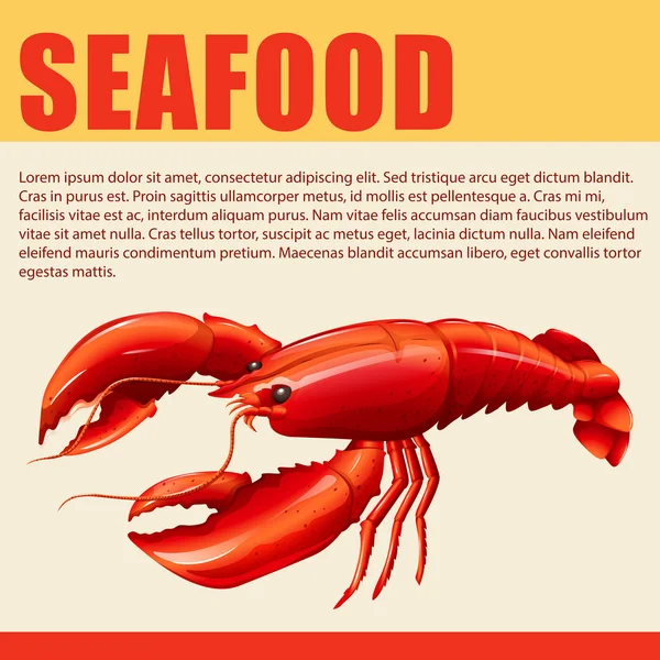 Signo de comida con mariscos y texto — Vector de stock