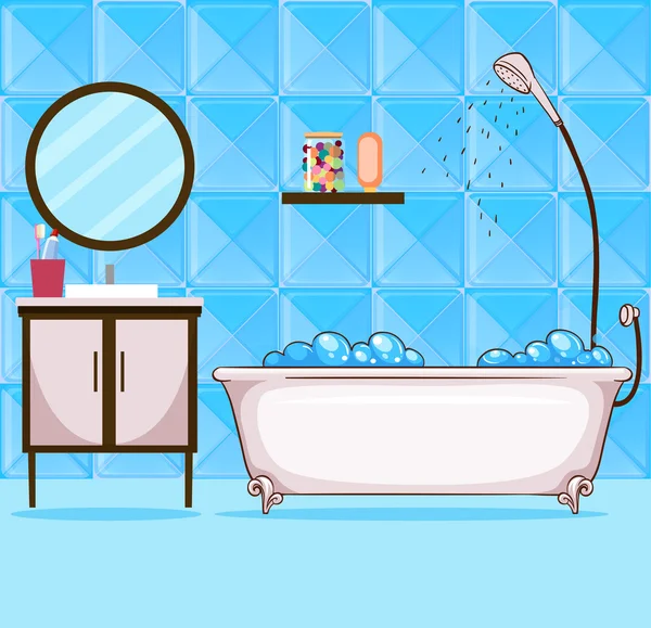 Cuarto de baño con bañera y ducha — Vector de stock