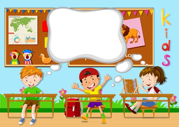 Niños aprendiendo en el aula — Vector de stock