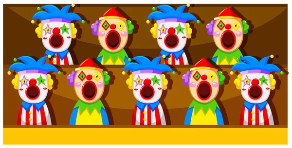 Booth game with clowns — Stock Vector