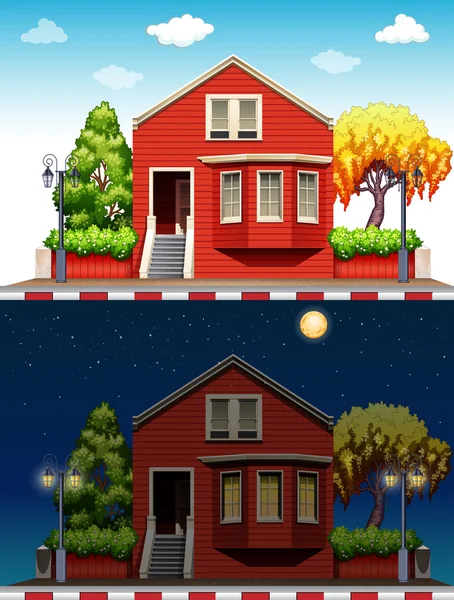 Maison individuelle le jour et la nuit — Image vectorielle