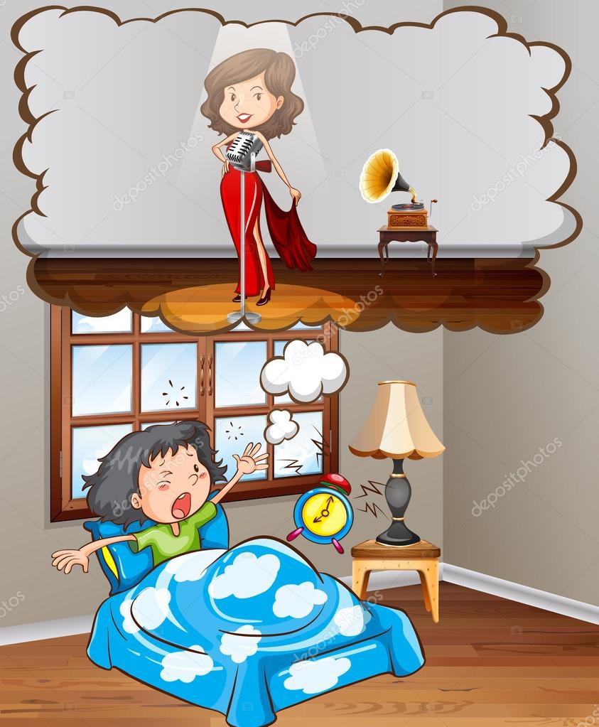 Little Girl Dreaming Clipart People