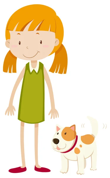 Little girl and pet dog — Stockvector