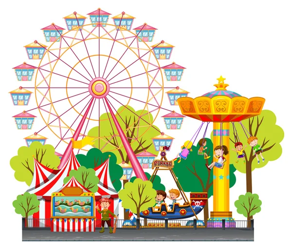 Les enfants s'amusent au cirque — Image vectorielle