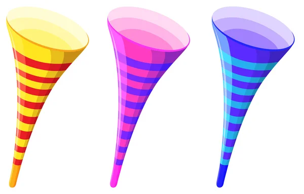 Partyhörner in verschiedenen Farben — Stockvektor