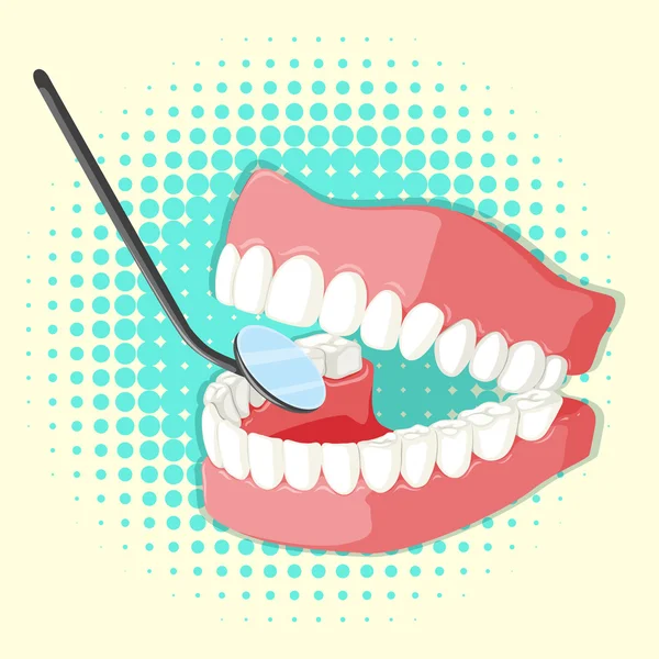Modelo de dientes y espejo — Vector de stock