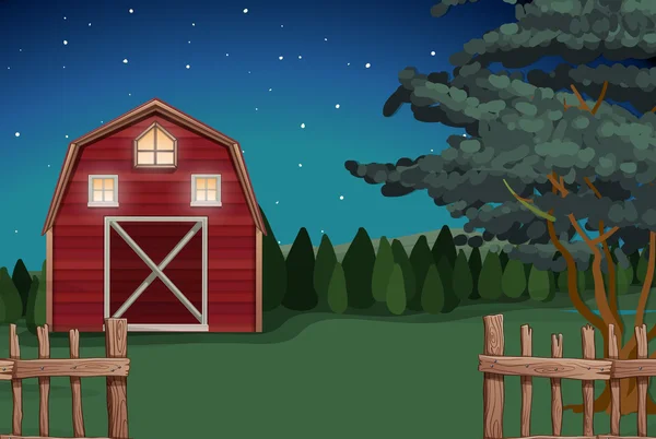 Ферма на фермі вночі — стоковий вектор