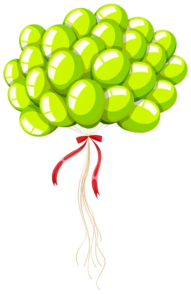 Globos verdes con cuerda — Vector de stock