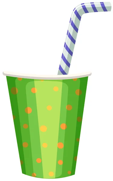 Party cup with striped straw — Stock Vector