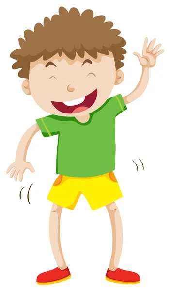 Little boy with curly hair laughing — Stock Vector
