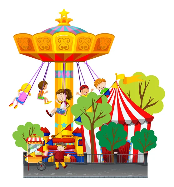 Swing ride at the theme park Stock Vector