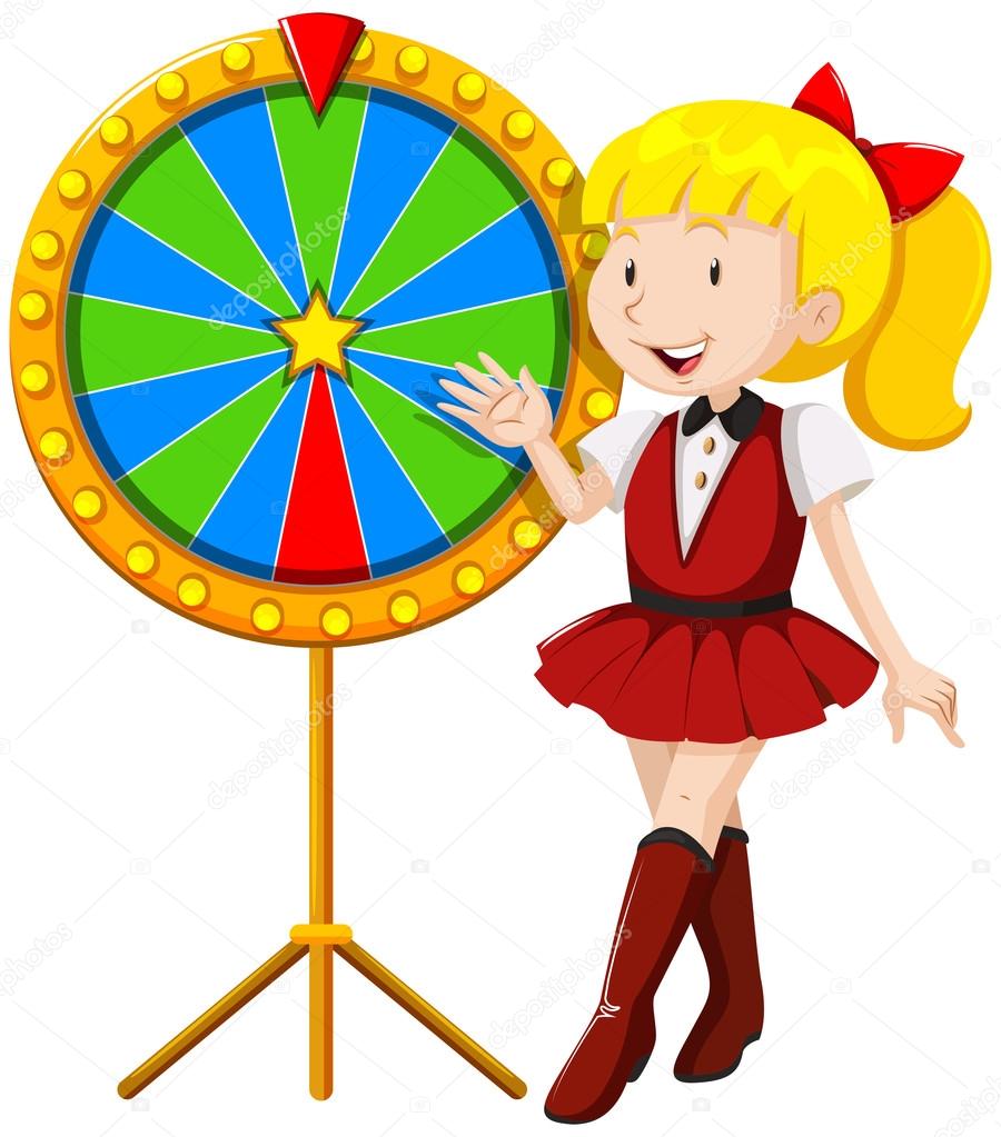 Little girl by the lucky wheel