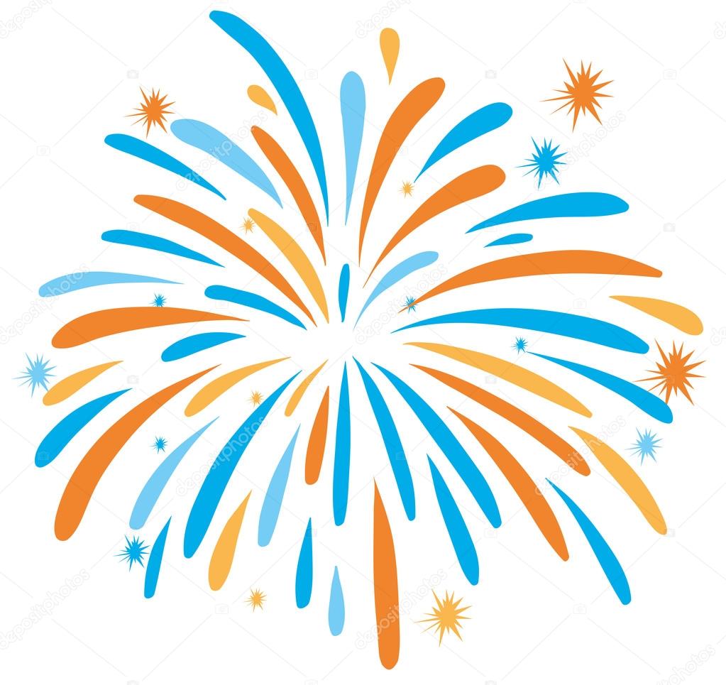 Fire work in orange and blue color