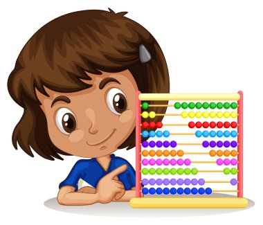 Küçük kız Abacus saymak için kullanma