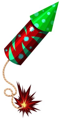 Havai fişek roket kırmızı ve yeşil renkte