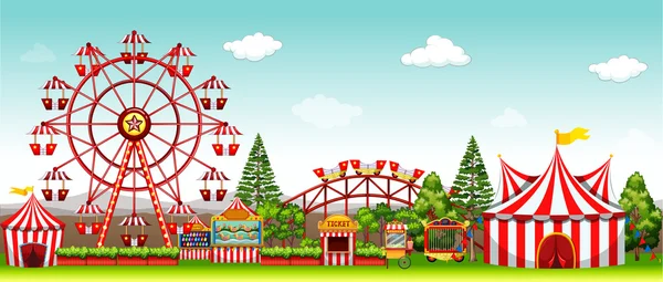 Amusement park overdag — Stockvector