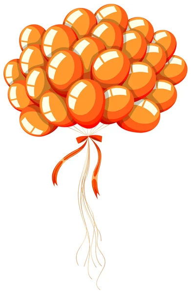 Bündel orangefarbener Luftballons mit Schleife — Stockvektor