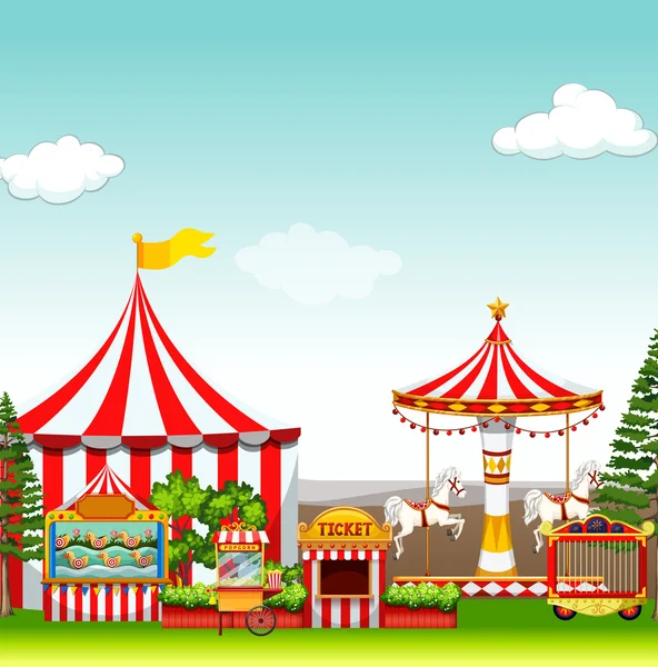 A sok túrák a vidámpark — Stock Vector