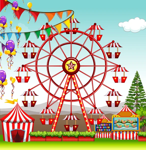 Ferris wheel at the amusement park Royalty Free Stock Illustrations