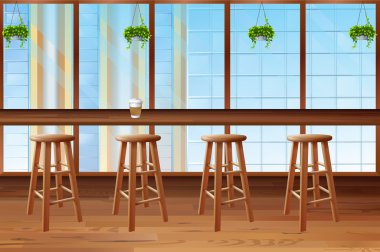 Cam pencere içinde kafe