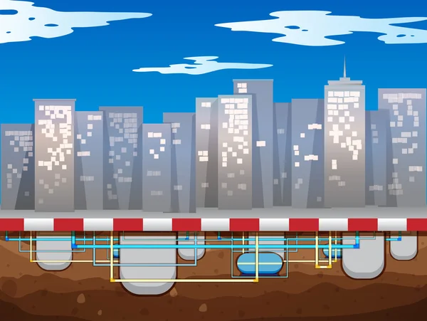 Tubulação de água subterrânea da cidade — Vetor de Stock
