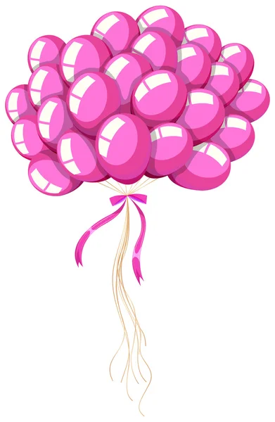 Manojo de globos rosados con cinta — Vector de stock
