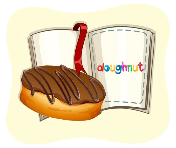 Schokoladen-Donut und ein Buch — Stockvektor