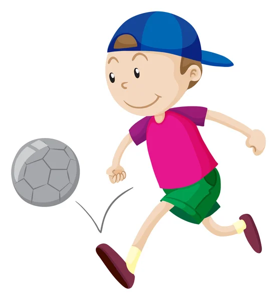 Pequeño niño jugando fútbol — Vector de stock