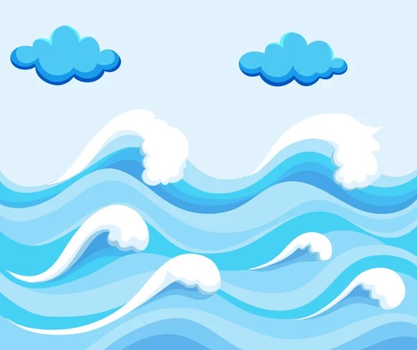 Scena naturalistica con grandi onde nell'oceano — Vettoriale Stock