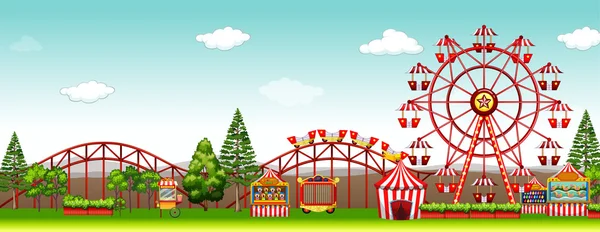 Amusement park at day time — Stock Vector
