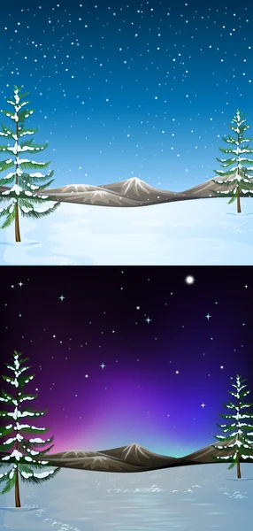 Escena natural con nieve cayendo — Vector de stock