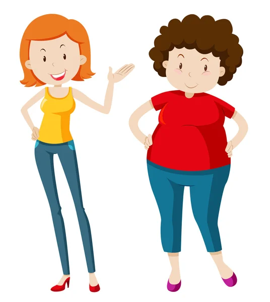 Slim woman and chubby woman — Stock Vector