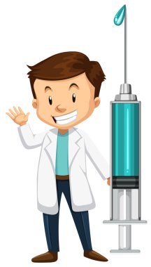 Erkek doktor ve ilaç şırınga