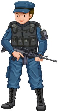 Bir silah sesi taşıyan ordu kıyafetli adam