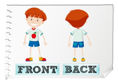 Opposite adjectives with front and back clipart