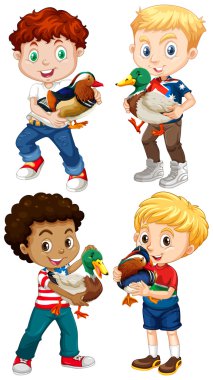 Çocuklar küçük ördek