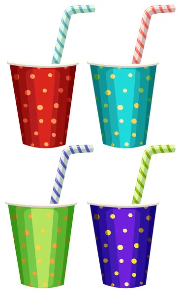 Partij cups met rietjes — Stockvector