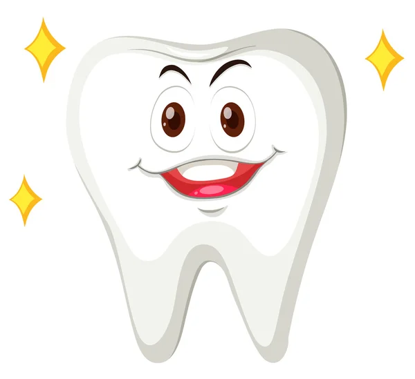Human tooth with happy face — Stock Vector