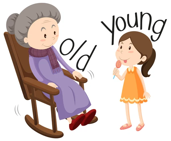 Mulher velha e menina — Vetor de Stock