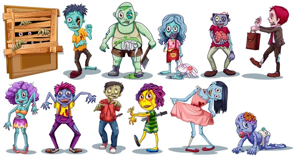 Different character of zombies — Stock Vector