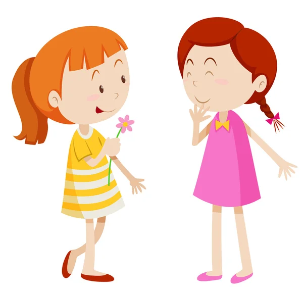 Two girls chatting with each other — Stock Vector