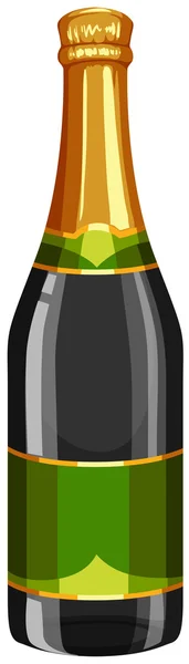Bouteille de champagne avec étiquette verte — Image vectorielle