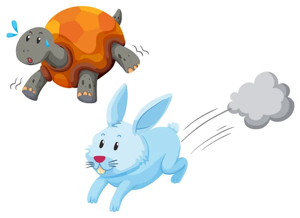 Kaplumbağa ve tavşan yarış — Stok Vektör