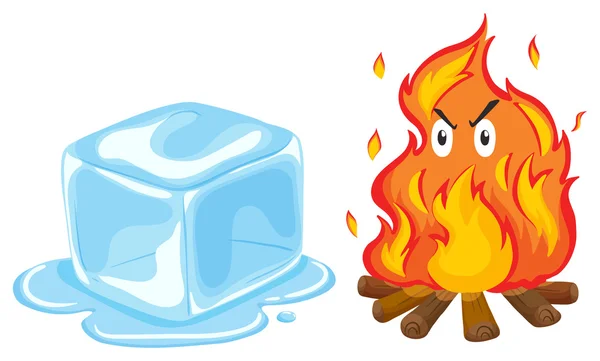 Ice cube and fire — Stock Vector