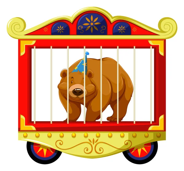 Oso pardo en la jaula del circo — Vector de stock