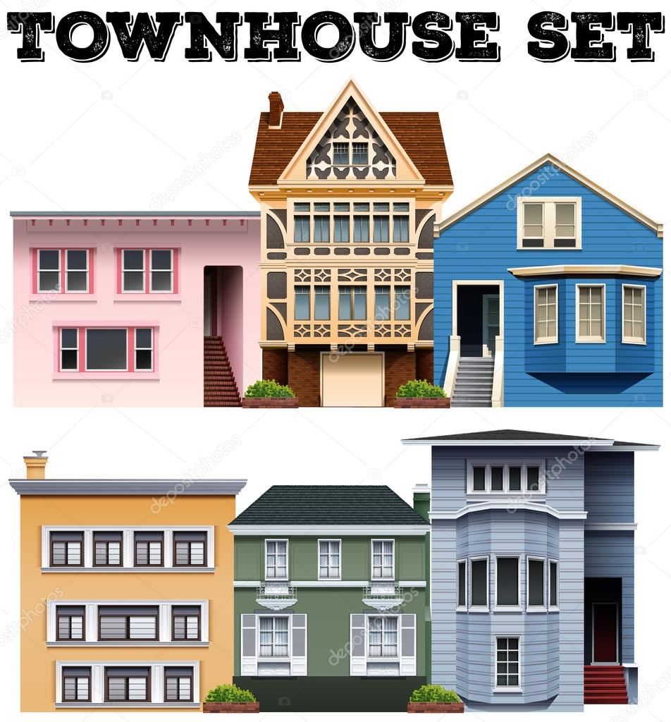 Different design of townhouses